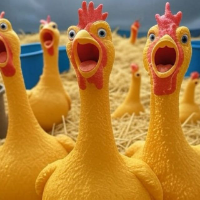 Screaming rubber chickens