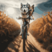 Two Dogs On Bicycle