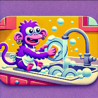 Purple monkey dishwasher